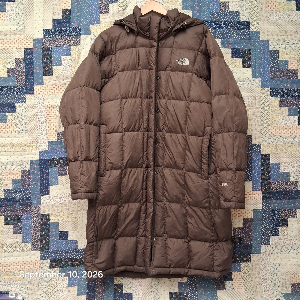 The North Face Metropolis Brown 600 Down Long Puffer Parka Coat Womens XL
